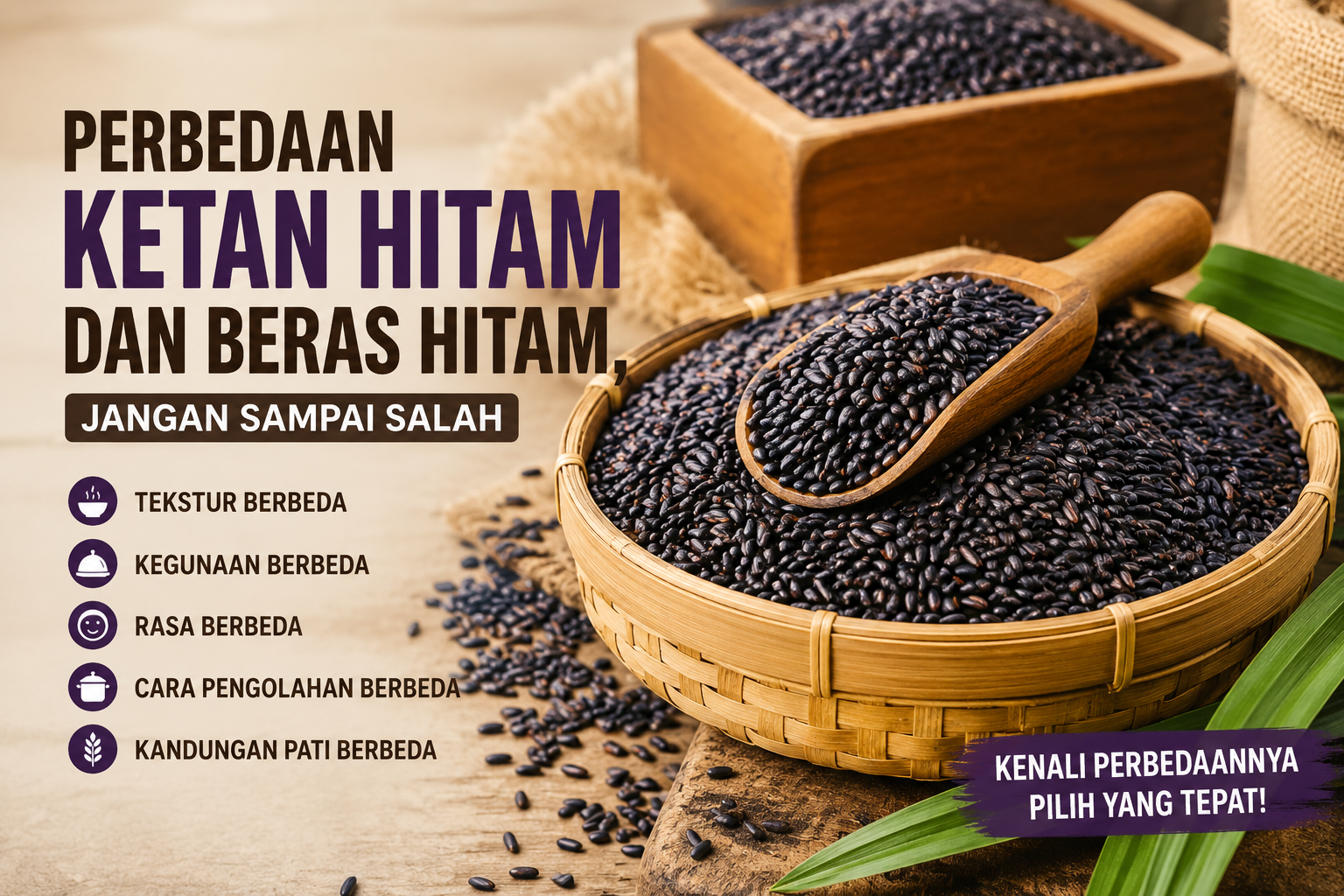 Perbedaan Ketan Hitam dan Beras Hitam, Jangan Sampai Salah