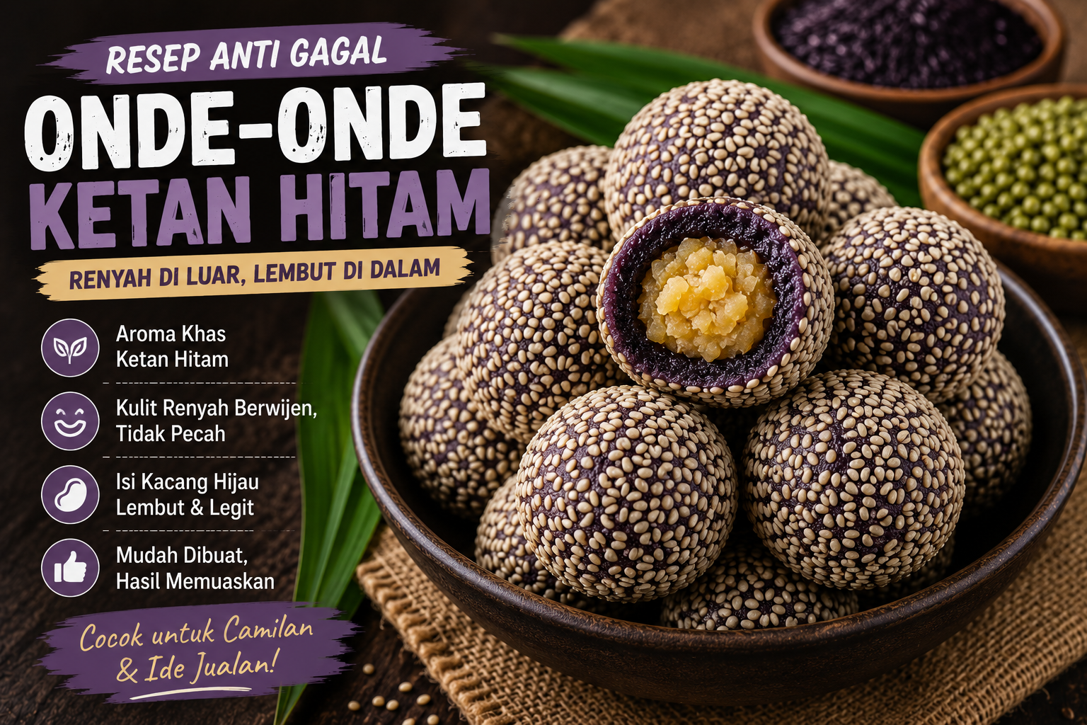 Resep Onde-Onde Ketan Hitam Anti Gagal, Renyah di Luar dan Lembut di Dalam