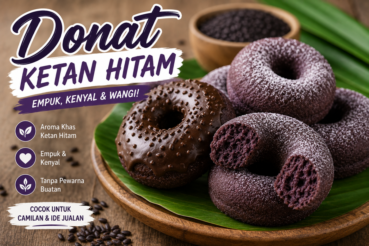 Resep Donat Tepung Ketan Hitam Anti Gagal, Empuk, Kenyal dan Tidak Seret