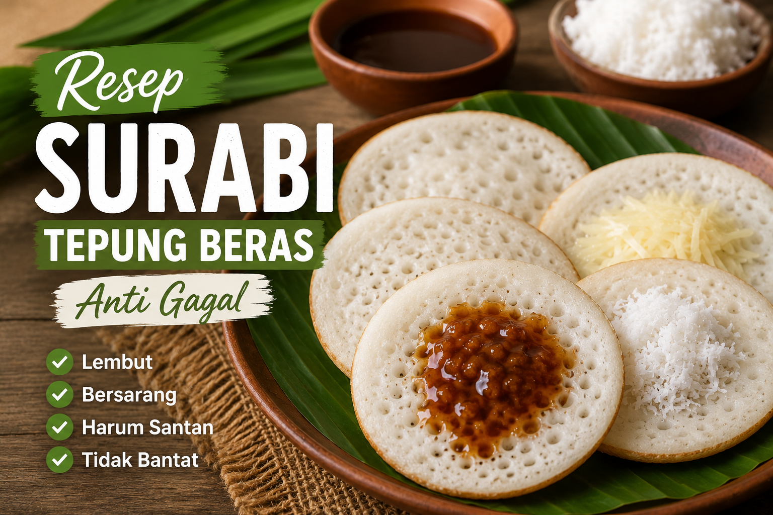 Resep Surabi Tepung Beras Anti Gagal, Lembut, Bersarang, dan Harum